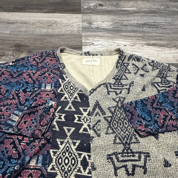 Anthropologie Pilcro Multicolor Womens XL Aztec V-Neck Thermal Sweater Geometric - Picture 2 of 11